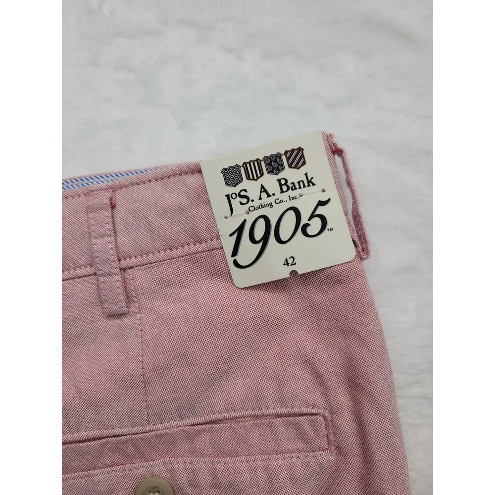 NWT Jos. A.‎ Bank 1905 Chino Shorts Mens 42 Pink Cotton Oxford Flat Front